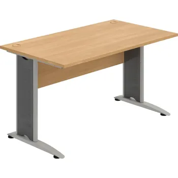 Psací stůl CS 1400 – Stůl pracovní rovný 140 cm - Dub , Dub , Šedý kov