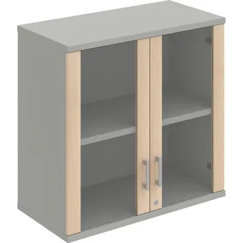 Policová skříň SZ 2 80 02 H – Skříň policová dvéřová 76,8 × 80 cm - Akát , Šedá , USH – hranatá