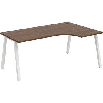 Psací stůl UE A 1800 60 L – Stůl ergo 180 × 120 cm, levý - Ořech , Bílý kov