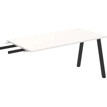 Psací stůl US A 1600 RU – Stůl pracovní délky 160 cm, k řetězení - Bílá , Černý kov