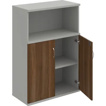 Policová skříň SZ 3 80 02 – Skříň policová dvéřová 115,2 × 80 cm - Ořech , Šedá , USN – Hobis