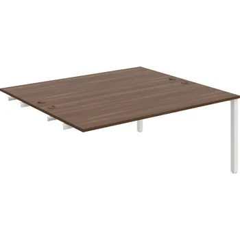 Psací stůl USD 1800 R – Stůl pracovní 180 × 160 cm, k řetězení - Ořech , Bílý kov