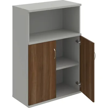 Policová skříň S 3 80 02 – Skříň policová dvéřová 115,2 × 80 cm - Ořech , Šedá , USN – Hobis