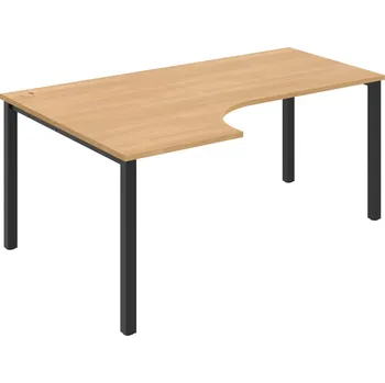 Psací stůl UE 1800 60 P – Stůl ergo 180×120 cm, pravý - Dub , Černý kov