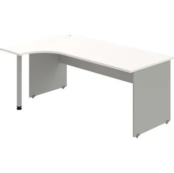 Psací stůl GE 1800 P – Stůl ergo pravý 180 × 120 cm - Bílá , Šedá , Šedý kov