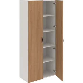 Policová skříň D 5 80 00 – Skříň policová dvéřová 185 × 80 cm - Višeň , Bílá , UCO – černá