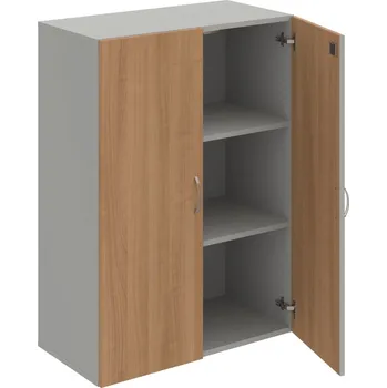 Policová skříň DZ 3 80 01 – Skříň policová dvéřová 111 × 80 cm - Višeň , Šedá , USN – Hobis