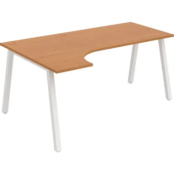 Psací stůl UE A 1800 P – Stůl ergo 180 × 120 cm, pravý - Olše , Bílý kov