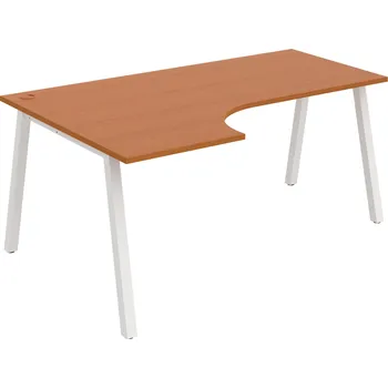 Psací stůl UE A 1800 60 P – Stůl ergo 180 × 120 cm, pravý - Třešeň , Bílý kov