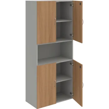 Policová skříň DZ 5 80 05 – Skříň policová dvéřová 185 × 80 cm - Višeň , Šedá , USN – Hobis