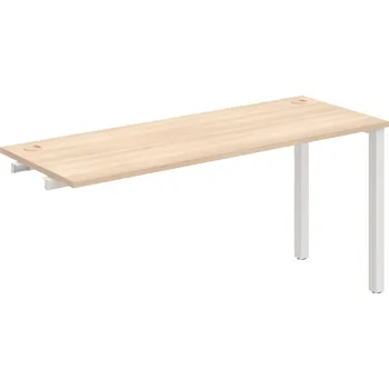 Psací stůl UE 1600 R – Stůl pracovní délky 160 cm, hl. 60 cm, k řetězení - Akát , Bílý kov