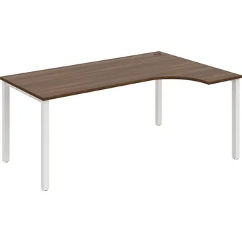 Psací stůl UE 1800 L – Stůl ergo levý 180 × 120 cm - Ořech , Bílý kov