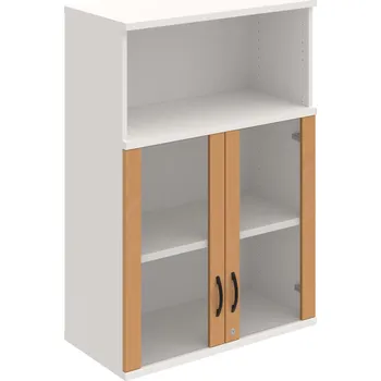 Policová skříň SZ 3 80 05 H – Skříň policová dvéřová 115,2 × 80 cm - Buk , Bílá , UCO – černá