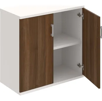 Policová skříň S 2 80 01 – Skříň policová dvéřová 76,8 × 80 cm - Ořech , Bílá , USH – hranatá