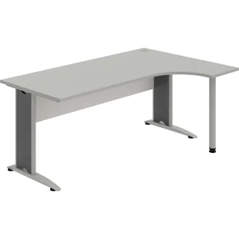 Psací stůl CE 1800 L – Stůl ergo levý 180 × 120 cm - Šedá , Bílá , Šedý kov