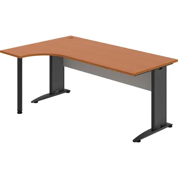 Psací stůl CE 1800 P – Stůl ergo pravý 180 × 120 cm - Třešeň , Šedá , Černý kov