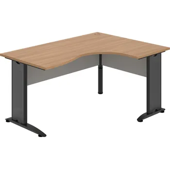 Psací stůl CE 2005 L – Stůl ergo levý 160 × 120 cm - Višeň , Šedá , Černý kov