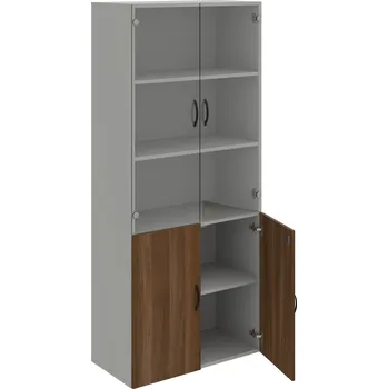 Policová skříň DZ 5 80 09 – Skříň policová dvéřová 185 × 80 cm - Ořech , Šedá , UCO – černá