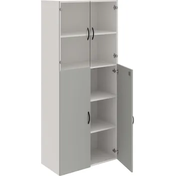 Policová skříň DZ 5 80 08 – Skříň policová dvéřová 185 × 80 cm - Šedá , Bílá , UCO – černá