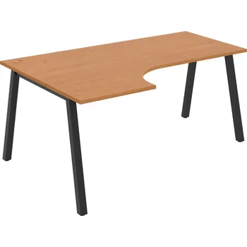 Psací stůl UE A 1800 60 P – Stůl ergo 180 × 120 cm, pravý - Olše , Černý kov
