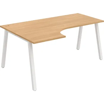 Psací stůl UE A 1800 60 P – Stůl ergo 180 × 120 cm, pravý - Dub , Bílý kov