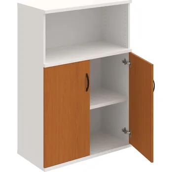 Policová skříň S 3 80 02 – Skříň policová dvéřová 115,2 × 80 cm - Třešeň , Bílá , UCO – černá