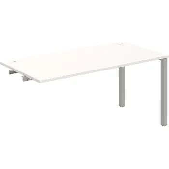 Psací stůl US 1600 R – Stůl pracovní délky 160 cm, k řetězení - Bílá , Šedý kov