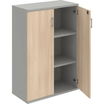 Policová skříň SZ 3 80 01 – Skříň policová dvéřová 115,2 × 80 cm - Akát , Šedá , USH – hranatá