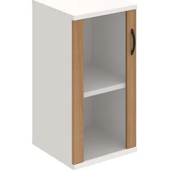 Policová skříň S 2 40 02 L – Skříň policová dvéřová 76,8 × 40 cm - Višeň , Bílá , UCO – černá