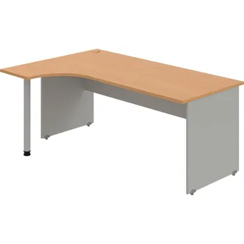 Psací stůl GE 1800 P – Stůl ergo pravý 180 × 120 cm - Buk , Šedá , Šedý kov