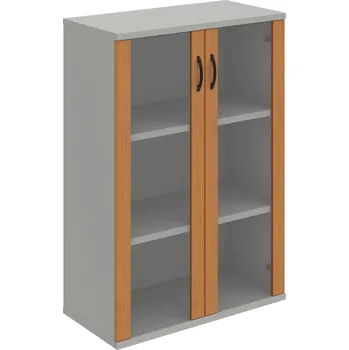 Policová skříň S 3 80 04 – Skříň policová dvéřová 115,2 × 80 cm - Olše , Šedá , UCO – černá