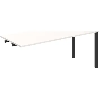 Psací stůl UJ 1800 R – Stůl jednací rovný délky 180 cm, k řetězení - Bílá , Černý kov