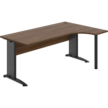 Psací stůl CE 1800 L – Stůl ergo levý 180 × 120 cm - Ořech , Ořech , Černý kov