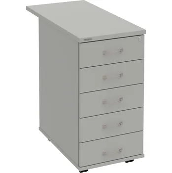 Zásuvkový kontejner K 35 C N 80 – Kontejner, 5 zásuvek, cent. zamykání, léta napříč, hl. 80 cm - Šedá , Šedá , USN – Hobis