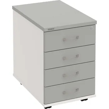 Zásuvkový kontejner K 34 C N – Kontejner, 4 zásuvky, cent. zamykání, léta napříč, hl. 60 cm - Šedá , Bílá , USN – Hobis