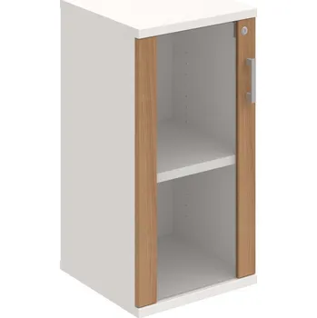 Policová skříň SZ 2 40 02 L – Skříň policová dvéřová 76,8 × 40 cm - Višeň , Bílá , USH – hranatá