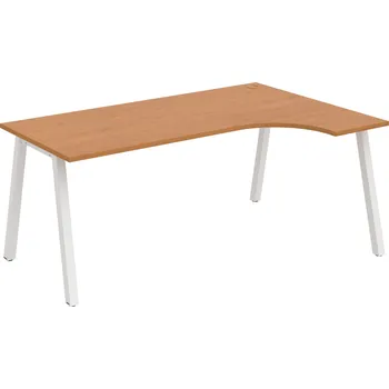 Psací stůl UE A 1800 L – Stůl ergo 180 × 120 cm, levý - Olše , Bílý kov