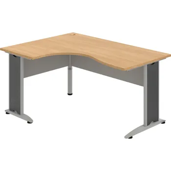 Psací stůl CE 2005 P – Stůl ergo pravý 160 × 120 cm - Dub , Šedá , Šedý kov