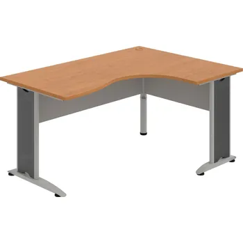 Psací stůl CE 2005 L – Stůl ergo levý 160 × 120 cm - Olše , Šedá , Šedý kov