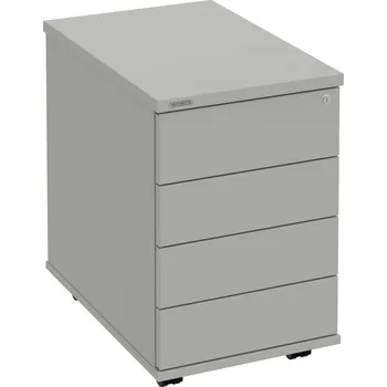 Zásuvkový kontejner K 34 C PTO N – Kontejner, 4 zásuvky, cent. zamykání, bezúchytkové otevírání, léta napříč, hl. 60 cm - Šedá , Šedá