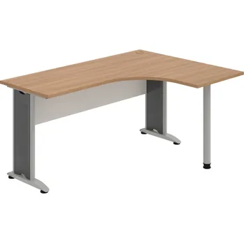 Psací stůl CE 60 L – Stůl ergo levý 160 × 120 cm - Višeň , Bílá , Šedý kov