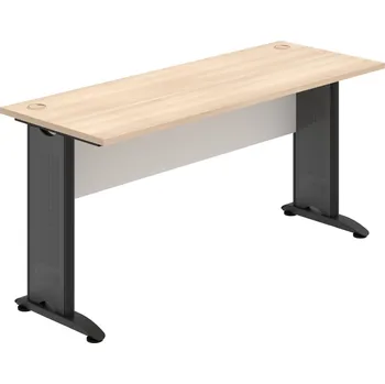 Psací stůl CE 1600 – Stůl pracovní rovný 160 cm, hl. 60 cm - Akát , Bílá , Černý kov