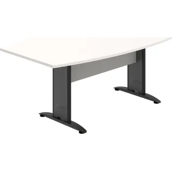 Jednací stůl CJ 200 – Stůl jednací sud 200 cm - Bílá , Šedá , Černý kov