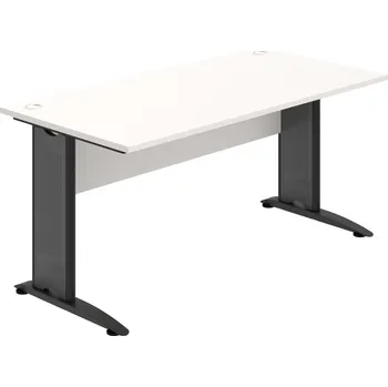 Psací stůl CS 1600 – Stůl pracovní rovný 160 cm - Bílá , Bílá , Černý kov
