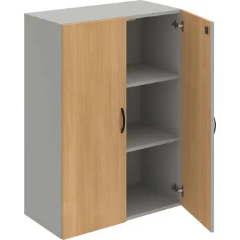 Policová skříň DZ 3 80 01 – Skříň policová dvéřová 111 × 80 cm - Dub , Šedá , UCO – černá