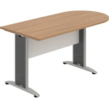 Jednací stůl CP 1600 1 – Stůl jednací oblouk 160 cm - Višeň , Bílá , Šedý kov