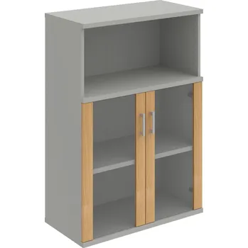 Policová skříň S 3 80 05 – Skříň policová dvéřová 115,2 × 80 cm - Dub , Šedá , USH – hranatá