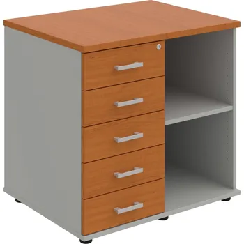 SPKZ 3 80 60 L P – Skříňka ke stolu, levá, s centrálním zamykáním - Třešeň , Šedá , USH – hranatá