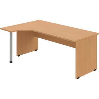 Psací stůl GE 1800 P – Stůl ergo pravý 180 × 120 cm - Buk , Buk , Šedý kov