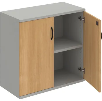 Policová skříň SZ 2 80 01 – Skříň policová dvéřová 76,8 × 80 cm - Dub , Šedá , UCO – černá